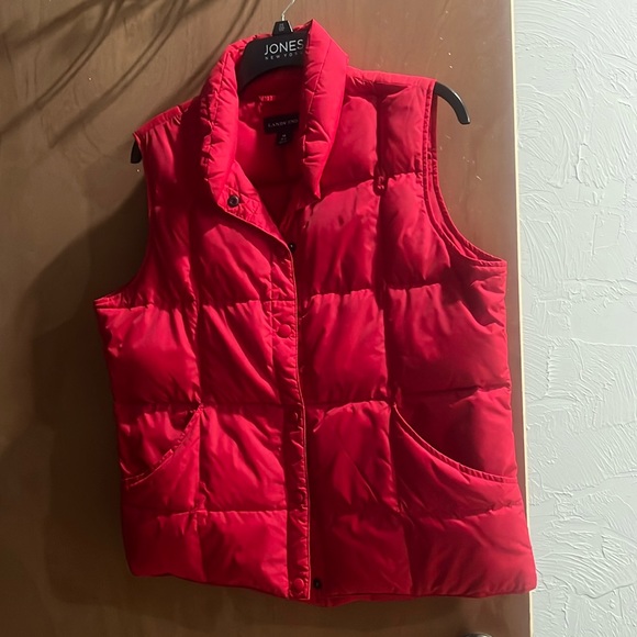 Lands end red down vest - Picture 1 of 4